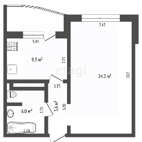 Продается 1-комн. квартира, 43,6 м²