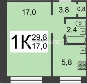 Продается 1-комн. квартира, 29,8 м²
