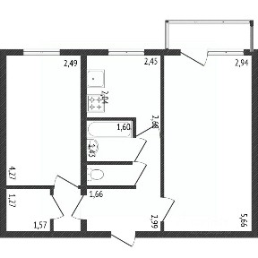 Продается 2-комн. квартира, 44,6 м²