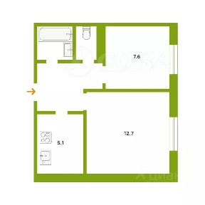 Продается 2-комн. квартира, 34,3 м²