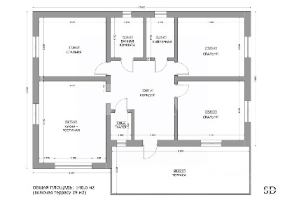 Продается 1-этажный дом, 140 м²