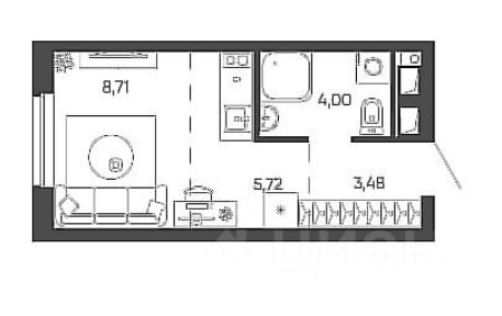 Продается студия, 21,91 м²
