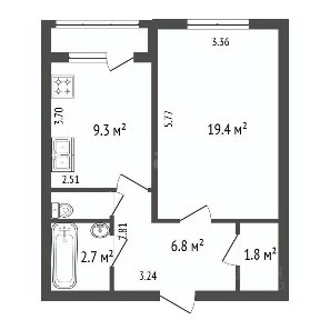 Продается 1-комн. квартира, 41,4 м²