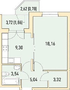 Продается 1-комн. квартира, 39,5 м²