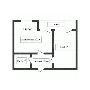 Продается 1-комн. квартира, 56,7 м²