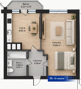 Продается 1-комн. квартира, 35 м²