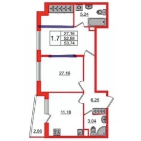 Продается 2-комн. квартира, 52,1 м²