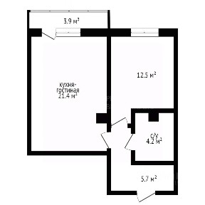 Продается 1-комн. квартира, 43,53 м²