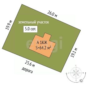 Продается 1-этажный дом, 64,2 м²