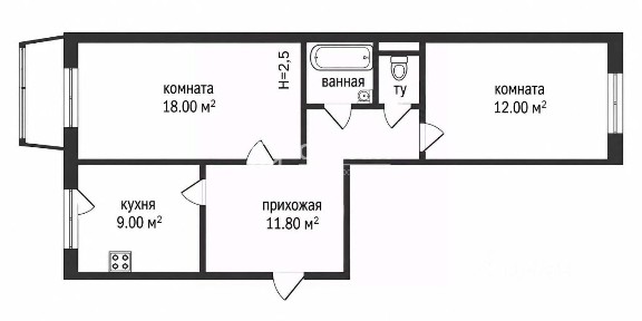 Продается 2-комн. квартира, 52,8 м²