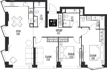 Продается 3-комн. квартира, 95,1 м²