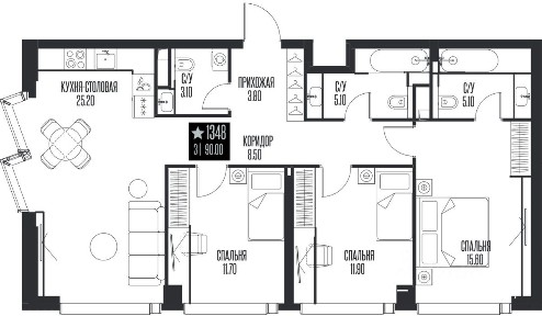 Продается 3-комн. квартира, 90 м²