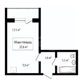 Продается студия, 25,8 м²