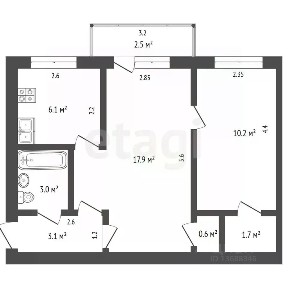 Продается 2-комн. квартира, 42,6 м²