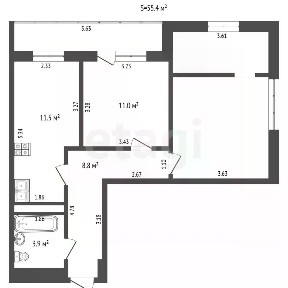 Продается 2-комн. квартира, 55,4 м²