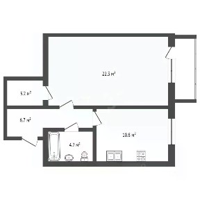 Продается 1-комн. квартира, 45,9 м²