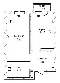 Продается 1-комн. квартира, 48,3 м²