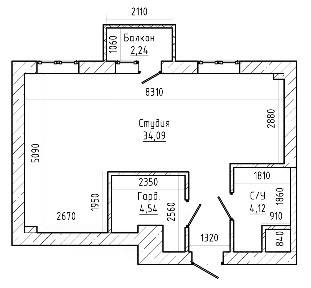 Продается студия, 43,4 м²