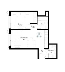 Продается 1-комн. квартира, 44,8 м²