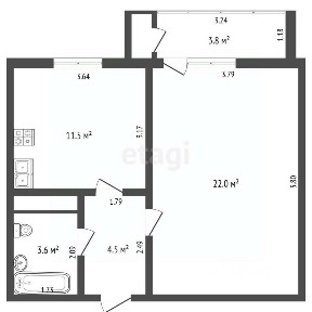 Продаются 1-комн. апартаменты, 45,4 м²