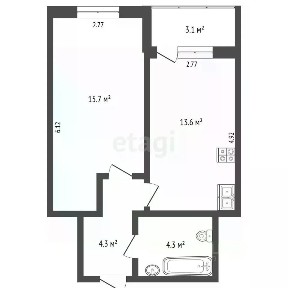 Продается 1-комн. квартира, 39,4 м²