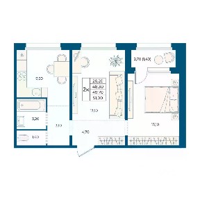 Продается 2-комн. квартира, 49,7 м²