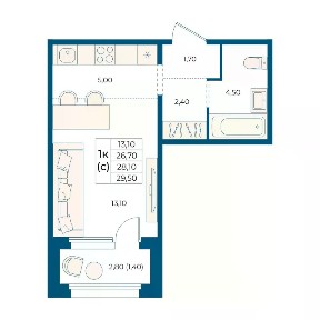 Продается студия, 28,1 м²