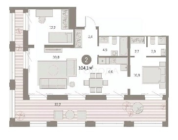 Продается 2-комн. квартира, 104,11 м²