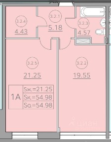 Продается 1-комн. квартира, 55,1 м²