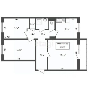 Продается 3-комн. квартира, 63,7 м²