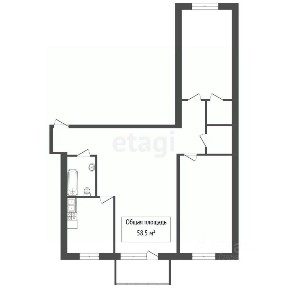 Продается 3-комн. квартира, 58,5 м²