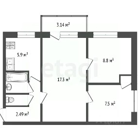 Продается 3-комн. квартира, 47,7 м²