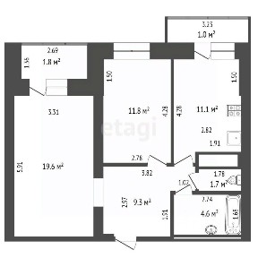Продается 2-комн. квартира, 58,1 м²