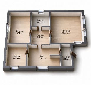 Продается 1-этажный дом, 76,9 м²