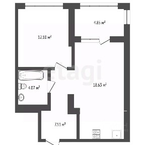 Продается 1-комн. квартира, 47,05 м²