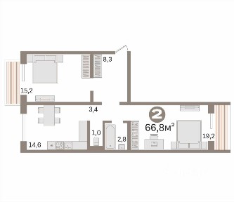 Продается 2-комн. квартира, 66,8 м²