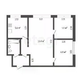 Продается 3-комн. квартира, 44,3 м²