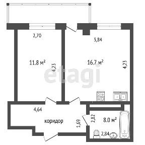 Продается 1-комн. квартира, 38,3 м²