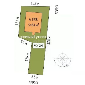 Продается 1-этажный дом, 84 м²