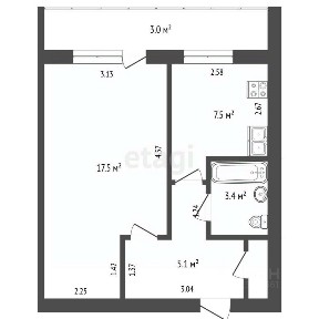 Продается 1-комн. квартира, 34,3 м²