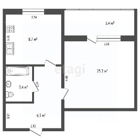 Продается 1-комн. квартира, 43,8 м²