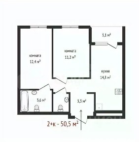 Продается 2-комн. квартира, 50,8 м²