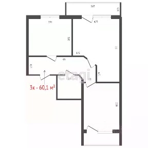 Продается 2-комн. квартира, 60,3 м²