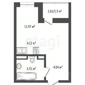 Продается студия, 26 м²