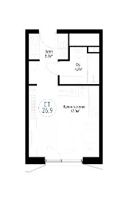 Продается студия, 26,7 м²