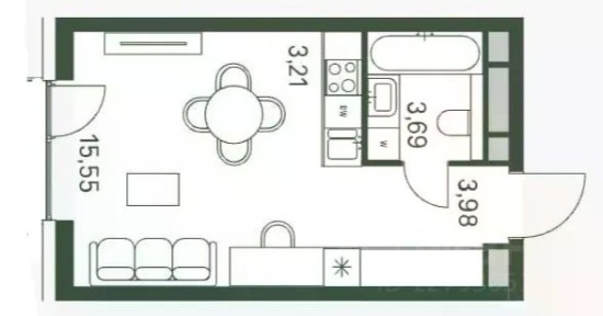 Продается студия, 25,4 м²