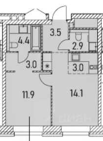 Продается 2-комн. квартира, 42,8 м²