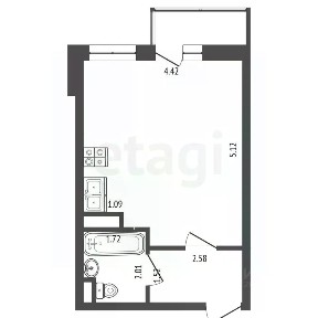Продается студия, 28,3 м²