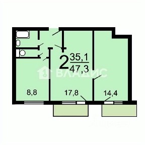 Продается 2-комн. квартира, 47,3 м²