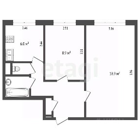 Продается 2-комн. квартира, 44 м²
